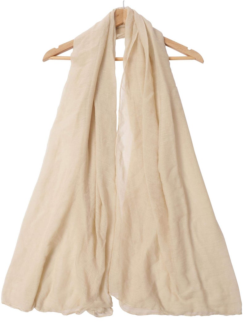 woogwin Women's Cotton Scarves Lady Light Soft Fashion Solid Scarf Wrap Shawl (One Size, beige) - Image 3